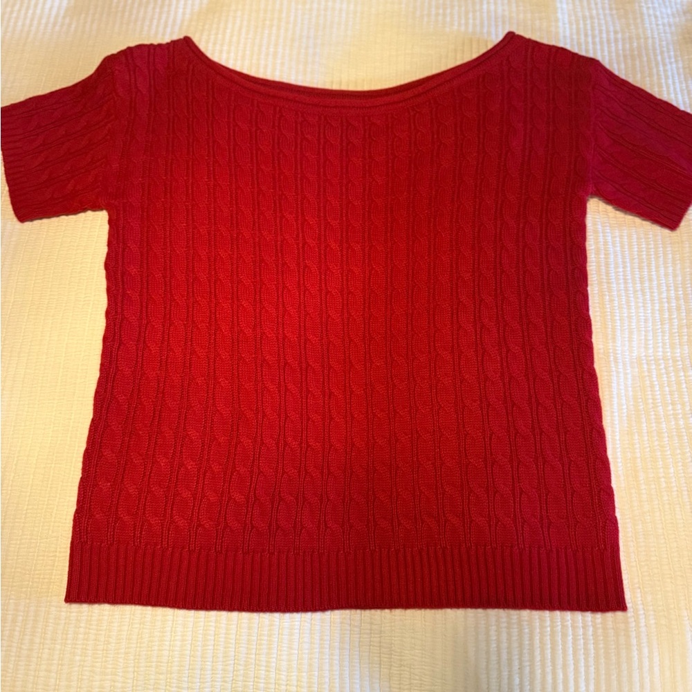 ANDREE BY UNIT Red Off-the-Shoulder Sweater